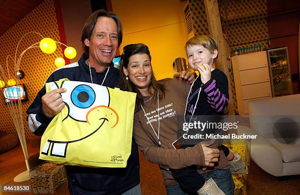 Actor Kevin Sorbo, wife Sam Jenkins and son Braeden Cooper visit Nickelodeon at Village at the Yard on January 16, 2009 in Park City, Utah.