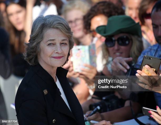 Venice, Italy. 08 September, 2017. Charlotte Rampling walking thered carpet of the movie 'Hannah' presented in competition at the 74th Venice Film...