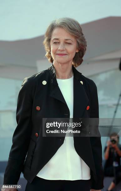 Venice, Italy. 08 September, 2017. Charlotte Rampling walking thered carpet of the movie 'Hannah' presented in competition at the 74th Venice Film...