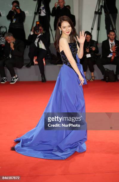 Venice, Italy. 08 September, 2017. Qi Wei walk the red carpet ahead of the 'Manhunt ' screening during the 74th Venice Film Festival