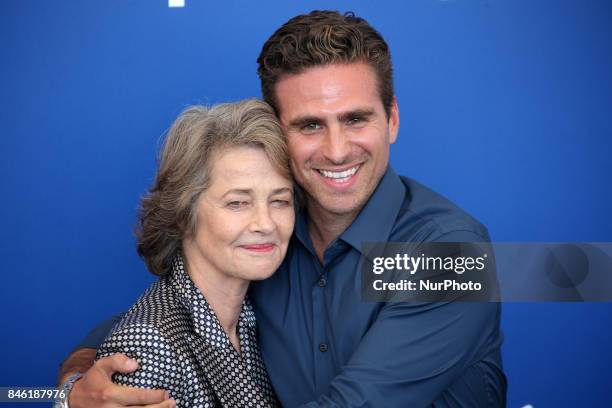 Venice, Italy. 08 September, 2017. Charlotte Rampling and Andrea Pallaoro attend the photocall of the movie 'Hannah' presented in competition at the...