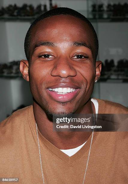 Actor Arlen Escarpeta attends Anchor Bay Entertainment's Jason Voorhees reunion at Emerald Knights comics and games store on February 3, 2009 in...