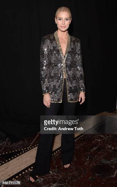 Model Niki Taylor attends the Sherri Hill NYFW SS18 Runway Show at Gotham Hall on September 12, 2017 in New York City.