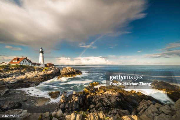 portland head light - costa rochosa - fotografias e filmes do acervo