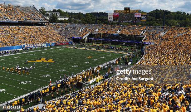 General view of Milan Puskar Stadium during the game between the East Carolina Pirates and the West Virginia Mountaineers at Mountaineer Field on...