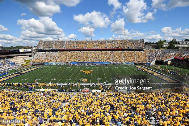 General view of Milan Puskar Stadium during the game between the East Carolina Pirates and the West Virginia Mountaineers at Mountaineer Field on...