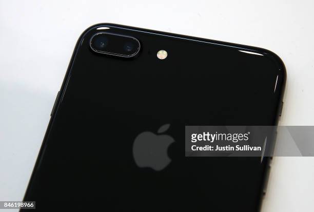 The new iPhone 8S is displayed during an Apple special event at the Steve Jobs Theatre on the Apple Park campus on September 12, 2017 in Cupertino,...