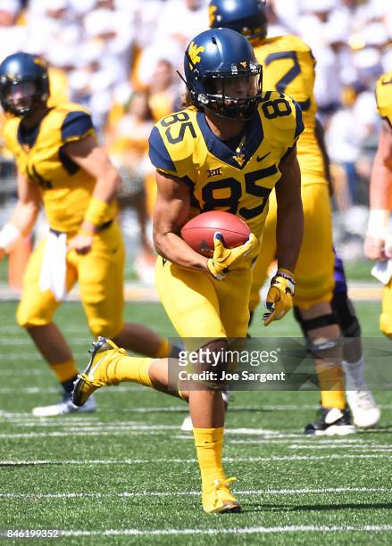 Ricky Rogers of the West Virginia Mountaineers in action during the game against the East Carolina Pirates at Mountaineer Field on September 9, 2017...