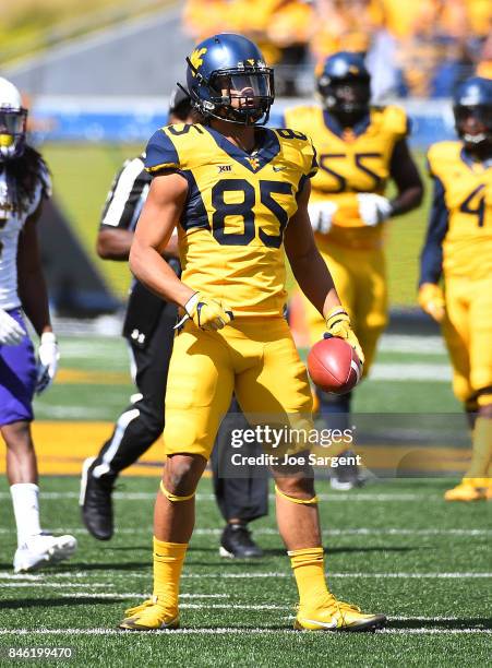 Ricky Rogers of the West Virginia Mountaineers in action during the game against the East Carolina Pirates at Mountaineer Field on September 9, 2017...