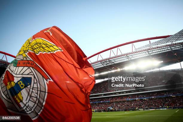 Benfica flag during the Champions League football match between SL Benfica and CSKA Moskva at Luz Stadium in Lisbon on September 12, 2017....