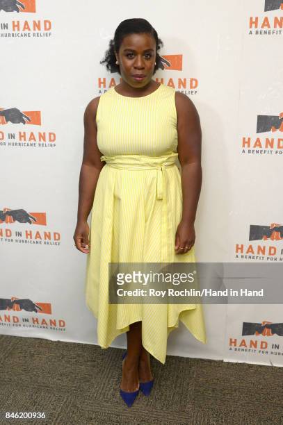 In this handout photo provided by Hand in Hand, Uzo Aduba caption at ABC News' Good Morning America Times Square Studio on September 12, 2017 in New...