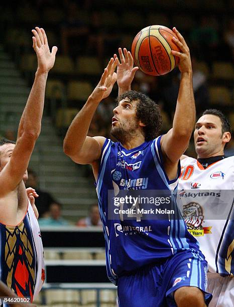 Matthew Knight of the Spirit shoots during the round 21 NBL match between the Sydney Spirit and the Cairns Taipans held at Sydney Olympic Park Sports...