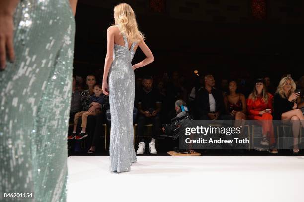 Models walk the runway at the Sherri Hill NYFW SS18 Runway Show at Gotham Hall on September 12, 2017 in New York City.