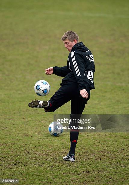 Newcomer Toni Kroos during the Bayer 04 Leverkusen training session at the Bayer training facility on February 4, 2009 in Leverkusen, Germany.