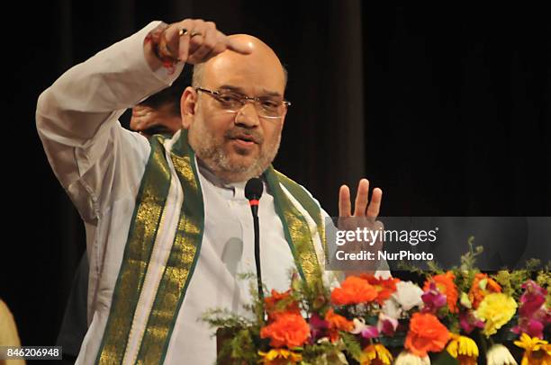 National President Amit Shah during 2nd day special convention on September 12,2017 in Kolkata,India.