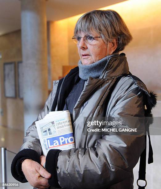 British Frances Ashley-Cooper, sister of late Antony Ashley-Cooper, 10th Earl of Shaftesbury, arrives at Aix-en-Provence courtouse, southern France,...