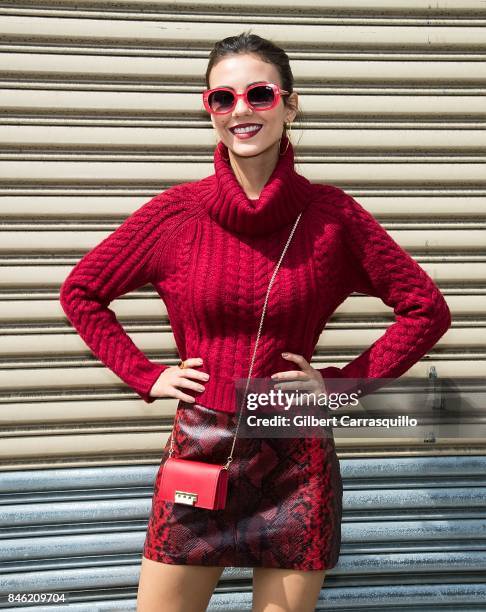 Actress Victoria Justice is seen arriving at Alice + Olivia By Stacey Bendet - fashion show during September 2017 - New York Fashion Week: The Shows...