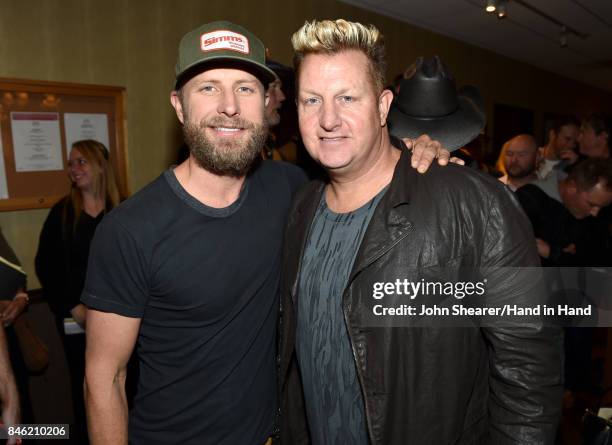 In this handout photo provided by Hand in Hand, Dierks Bentley and Gary LeVox attend Hand in Hand: A Benefit for Hurricane Relief at the Grand Ole...