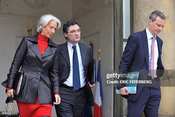 French Economy, Industry and Employment Minister Christine Lagarde , French Minister responsible for economic stimulus Patrick Devedjian and Bruno...