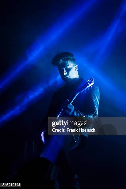 Guitarist Ben Christo of the British band The Sisters of Mercy performs live on stage during a concert at the Columbiahalle on September 12, 2017 in...