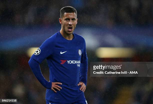 Eden Hazard of Chelsea during the UEFA Champions League group C match between Chelsea FC and Qarabag FK at Stamford Bridge on September 12, 2017 in...