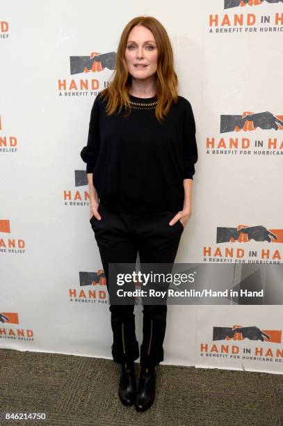 In this handout photo provided by Hand in Hand, Julianne Moore caption at ABC News' Good Morning America Times Square Studio on September 12, 2017 in...