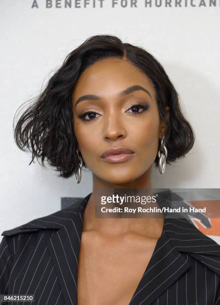 In this handout photo provided by Hand in Hand, Jourdan Dunn caption at ABC News' Good Morning America Times Square Studio on September 12, 2017 in...