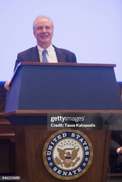 Senator Chris Van Hollen of Maryland speaks on capital hill on September 12, 2017 in Washington, DC.