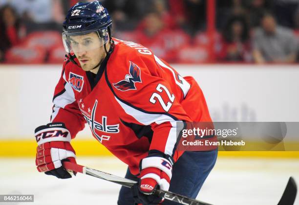 Curtis Glencross of the Washington Capitals plays in the game against the New Jersey Devils at Verizon Center on March 26, 2015 in Washington, DC.