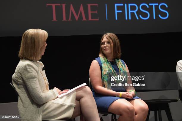 Panelists Nancy Gibbs and Kathryn Smith speak onstage during TIME Celebrates FIRSTS on September 12, 2017 in New York City.