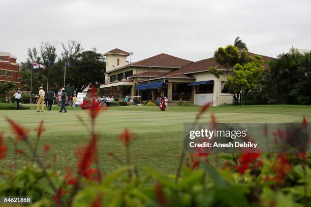 General view of the 18th green and Royal Durban Clubhouse during the second round of the International Final Qualifying Africa at the Royal Durban...