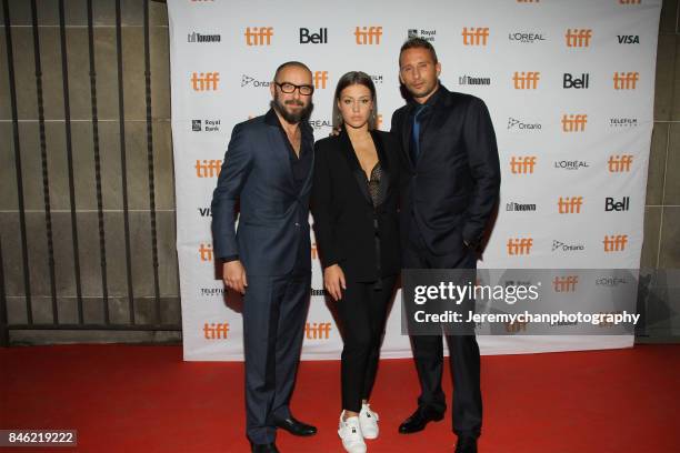 Director Michaël R. Roskam, Adèle Exarchopoulos, and Matthias Schoenaerts attend the "Racer And The Jailbird" Premiere held at Ryerson Theatre during...