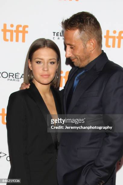 Actors Adèle Exarchopoulos and Matthias Schoenaerts attend the "Racer And The Jailbird" Premiere held at Ryerson Theatre during the 2017 Toronto...