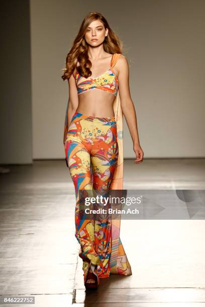 Model walks the runway for Flare Street at Fashion Palette New York Fashion Week Spring/Summer 2018 at Pier 59 on September 12, 2017 in New York City.