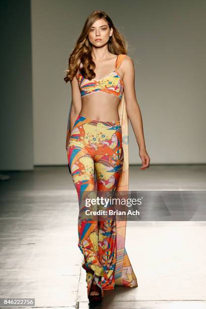 Model walks the runway for Flare Street at Fashion Palette New York Fashion Week Spring/Summer 2018 at Pier 59 on September 12, 2017 in New York City.