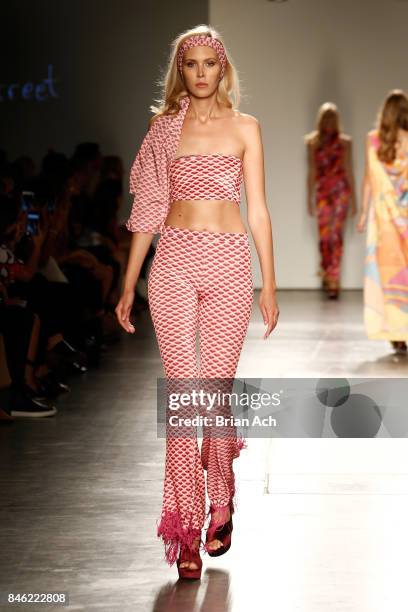 Model walks the runway for Flare Street at Fashion Palette New York Fashion Week Spring/Summer 2018 at Pier 59 on September 12, 2017 in New York City.