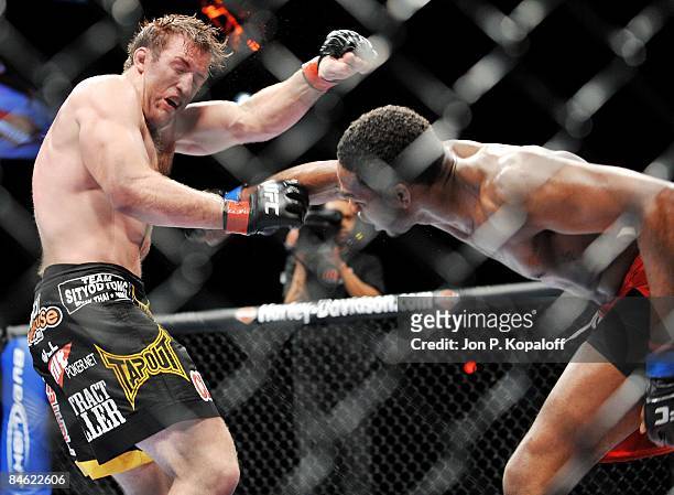 Stephan Bonnar battles Jon Jones at UFC 94 Georges St-Pierre vs. BJ Penn 2 at the MGM Grand Arena on January 31, 2009 in Las Vegas, Nevada.