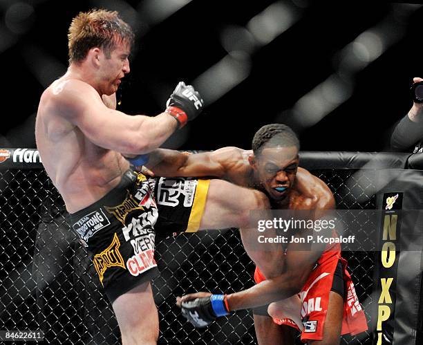 Stephan Bonnar battles Jon Jones at UFC 94 Georges St-Pierre vs. BJ Penn 2 at the MGM Grand Arena on January 31, 2009 in Las Vegas, Nevada.