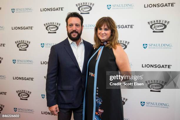 Writer John Pollono and his wife Jennifer Pollono at the Boston Premiere of STRONGER at Spaulding Rehab Center on September 12, 2017 in Charlestown,...