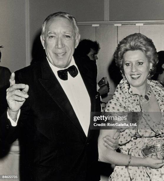 Actor Anthony Quinn and wife Jolanda Addolori attend the 59th Annual Academy Awards Governor's Ball on March 30, 1987 at Beverly Hilton Hotel in...