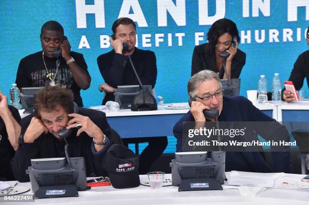 In this handout photo provided by Hand in Hand, Al Pacino, Robert De Niro caption at ABC News' Good Morning America Times Square Studio on September...