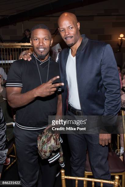 Jamie Foxx and Keenan Ivory Wayans attend the Sherri Hill fashion show at Gotham Hall on September 12, 2017 in New York City.