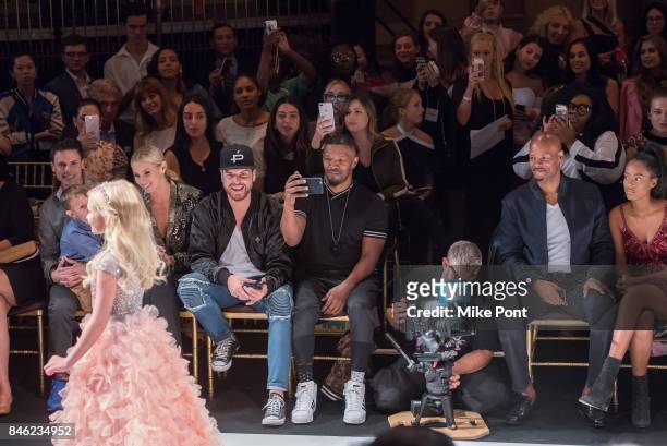 Niki Taylor Jamie Foxx and Keenan Ivory Wayans attend the Sherri Hill fashion show at Gotham Hall on September 12, 2017 in New York City.