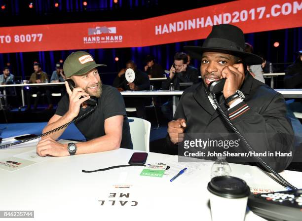 In this handout photo provided by Hand in Hand, Dierks Bentley and P.K. Subban attend Hand in Hand: A Benefit for Hurricane Relief at the Grand Ole...