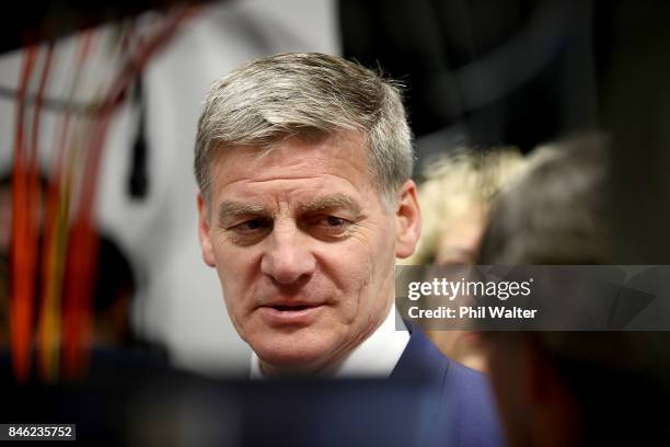 Prime Minister Bill English looks through a science lab at Auckland Universtiy on September 13, 2017 in Auckland, New Zealand. The latest...