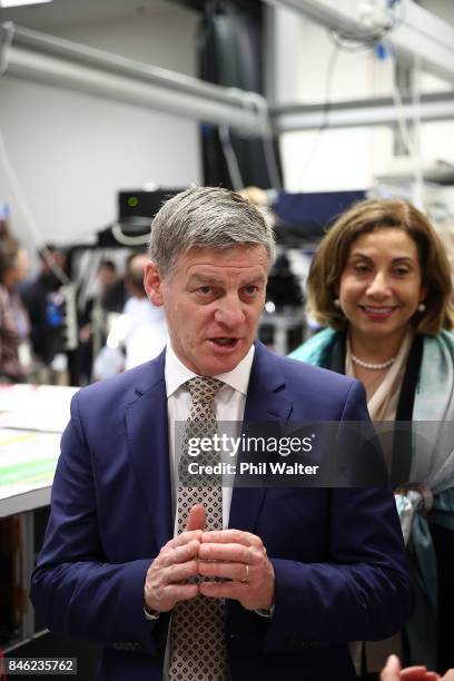 Prime Minister Bill English looks through a science lab at Auckland Universtiy on September 13, 2017 in Auckland, New Zealand. The latest...