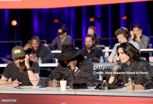 In this handout photo provided by Hand in Hand, Dierks Bentley, P.K. Subban, and Angie Harmon attend Hand in Hand: A Benefit for Hurricane Relief at...