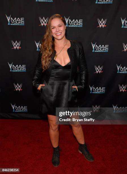 Fighter Ronda Rousey appears on the red carpet of the WWE Mae Young Classic on September 12, 2017 in Las Vegas, Nevada.