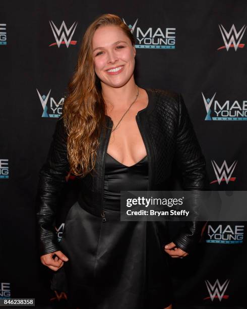 Fighter Ronda Rousey appears on the red carpet of the WWE Mae Young Classic on September 12, 2017 in Las Vegas, Nevada.