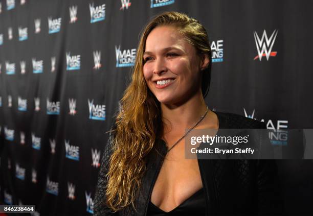 Fighter Ronda Rousey appears on the red carpet of the WWE Mae Young Classic on September 12, 2017 in Las Vegas, Nevada.